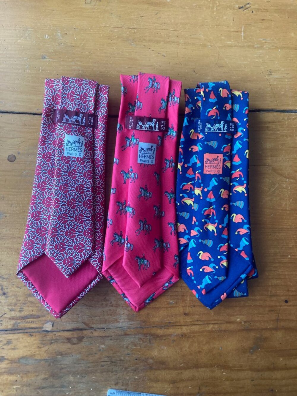 Hermes Vintage Silk Ties Set of 3 #7355 PA, 7371 PA, 7474 HA